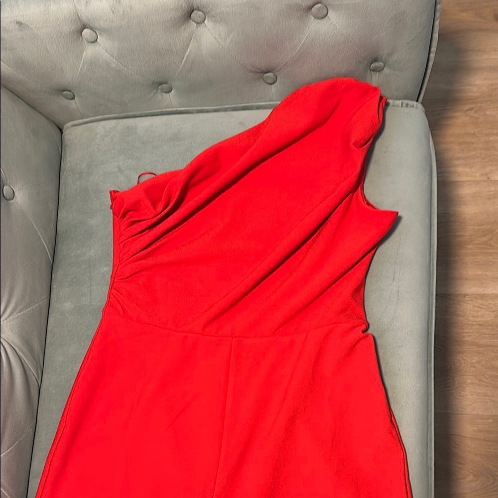 Abercrombie and Fitch Red One-Shoulder jumpsuit size large